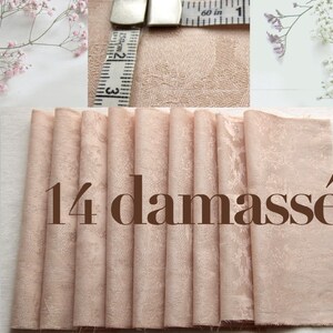 Antique French fabric with different textures, hand dyed with plants. 20x20 cm / 8x8 in linen / hemp / cotton piece for embroidery, slow stitching, craft project DIY textile. 14 damassé antique fine silk and linen damask