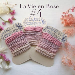 Rubans de soie recyclée de sari teints à la main avec des plantes, bord brut, zero waste, environ 3.5m (4y) #4 La Vie en Rose