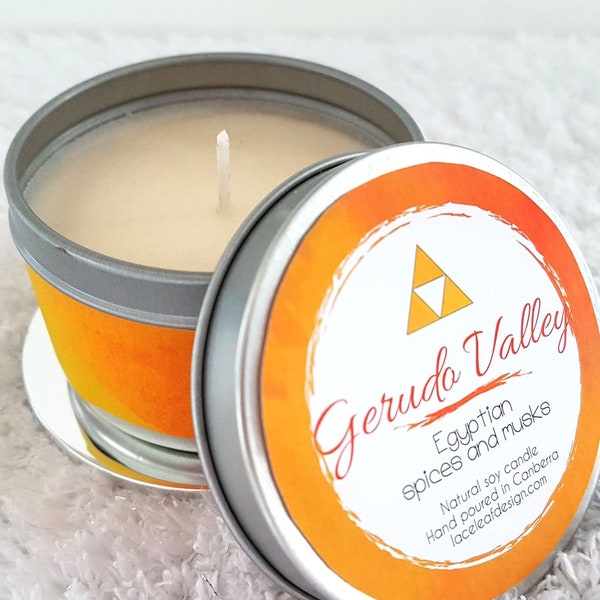 Gerudo Valley Scented Soy Candles - Egyptian Spices and Musks - Travel Tin - Legend of Zelda - Ocarina of Time