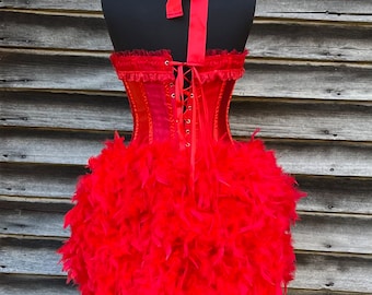 red burlesque dress Custom Size Black and Red Steampunk Burlesque corset with train prom day of the dead witch costume dress Glamtastik