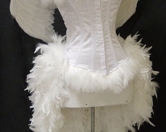 Pick Size-White Angel Burlesque Feather Costume with Wings