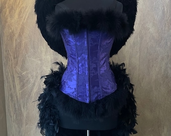 M-Purple Dark Angel Gothic Burlesque Feather Costume w/Wings