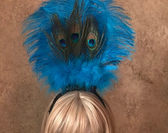 Wählen Sie Farbe-Groß Pfau & Straußenfeder Kopfschmuck Stirnband Haar Accessoire Saloon Showgirl Burlesque Kostüm