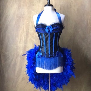Pick size-Royal Blue &  Black Victorian Lace  Burlesque Costume Feather