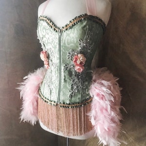 Pick Size-Pink/Green Garden Fairy Burlesque Cabaret Pin Up Circus Carnival Costume Feather