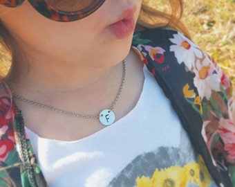 Amor. Período. círculo estampado a mano círculo madre hija collar