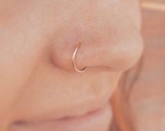 Seemless nose ring 14kt Rose Gold Filled 20 gauge or 18 gauge perfect and dainty minimalist stainless steel sterling silver 14 karat