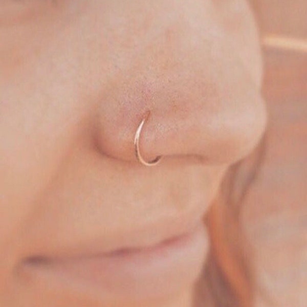 Seemless nose ring 14kt Rose Gold Filled 20 gauge or 18 gauge perfect and dainty minimalist stainless steel sterling silver 14 karat