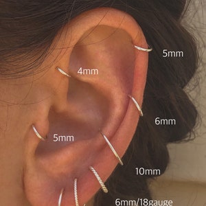 Pendiente de aro sin fin delicado Huggie de cartílago relleno de plata, rosa y oro de 14 k Calibre 20 Calibre 18 lóbulo superior conch helix tragus daith 14kt 22g 16g imagen 10