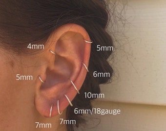 Pendiente de aro de cartílago de la MÁS ALTA CALIDAD 22g 20g calibre 18 calibre 16 pequeños aros huggie para caracola, hélice, daith y tragus 5 mm - 19 mm