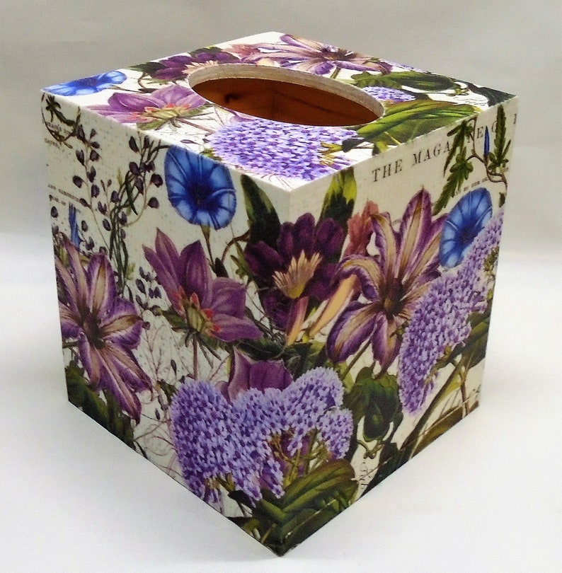 Paris French Made To Order Lavender Handmade Decoupage Tissue Box Cover