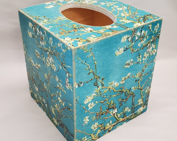 Handmade Decoupage Wood Tissue Box Cover Blossoming Almond Etsy
