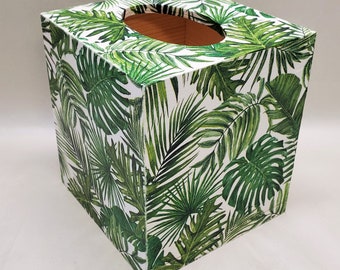 Tropical Parrots Tissue Box Cover wooden handmade decoupaged in UK 