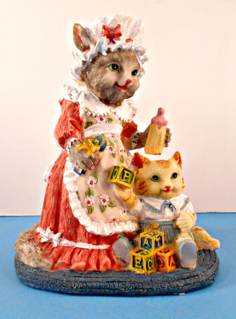 Resin Mama Cat Figurine Emma Catnip & Baby Bertram Victorian Etsy