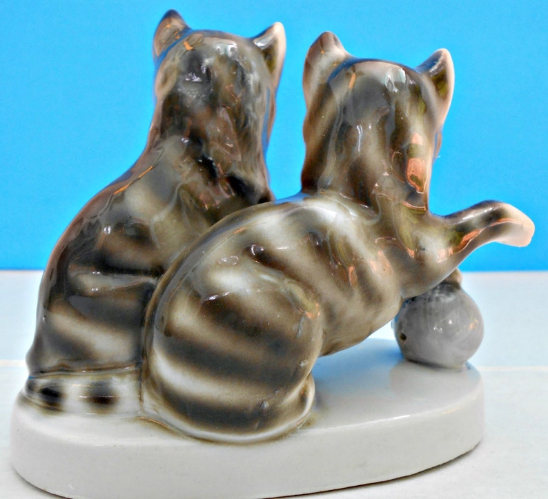 German Porcelain Cat Figurine Vintage Collectible European Etsy