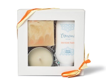 Gift box with soap lotion and candle