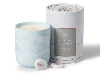 Exquisite Gift Candle with Embedded Engraved Stone Soy Coconut Wax Blend
