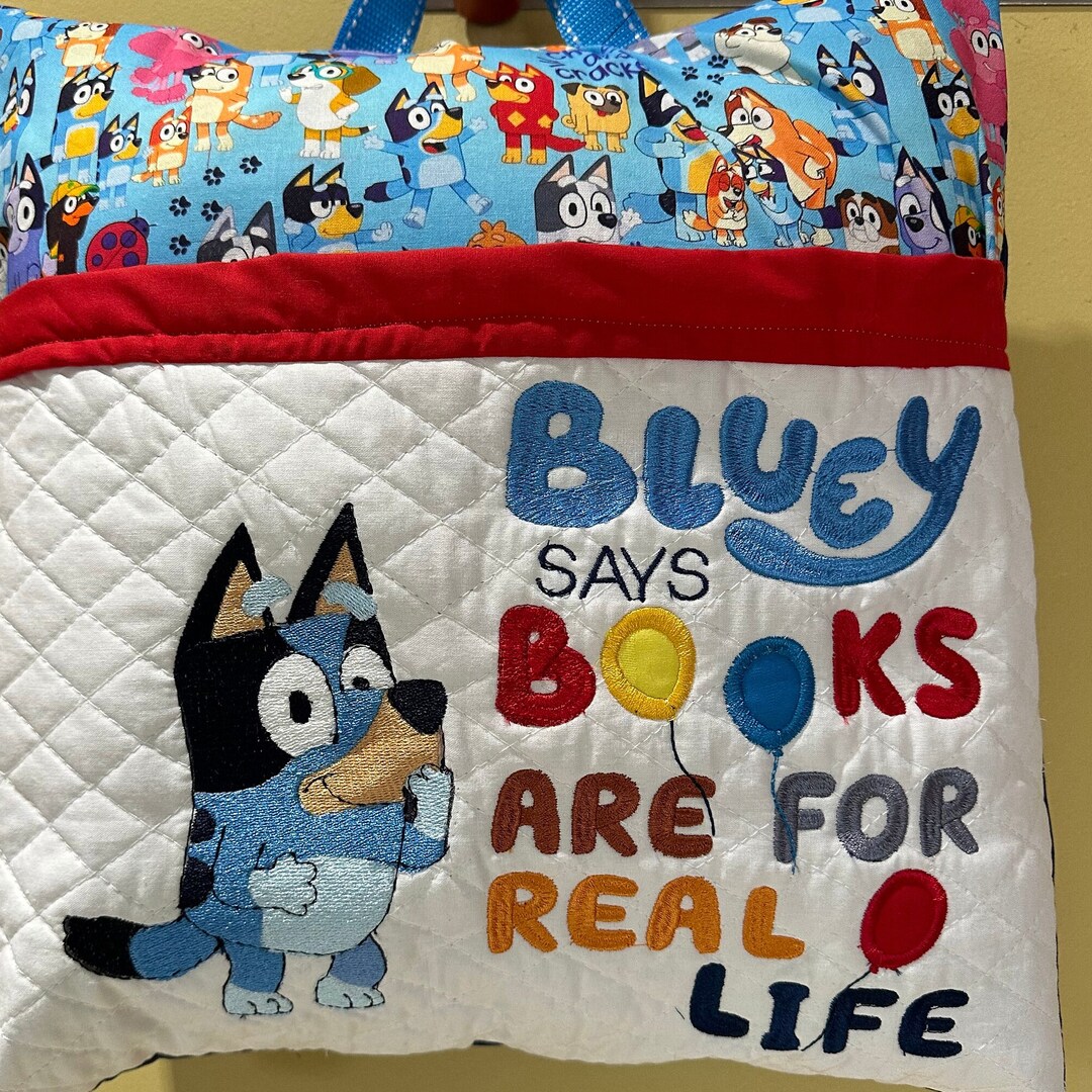 1 BLUEY Reading Pillows 16x16 Made to Order ANY Saying Available