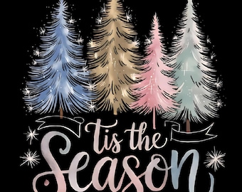 Tis the Season PNG trendy christmas tree minimalist watercolor PNG -  Digital Print Only