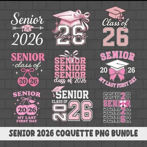 Senior 2026 Coquette Bow PNG Bundle: Pink Class of 2026 (digital ...