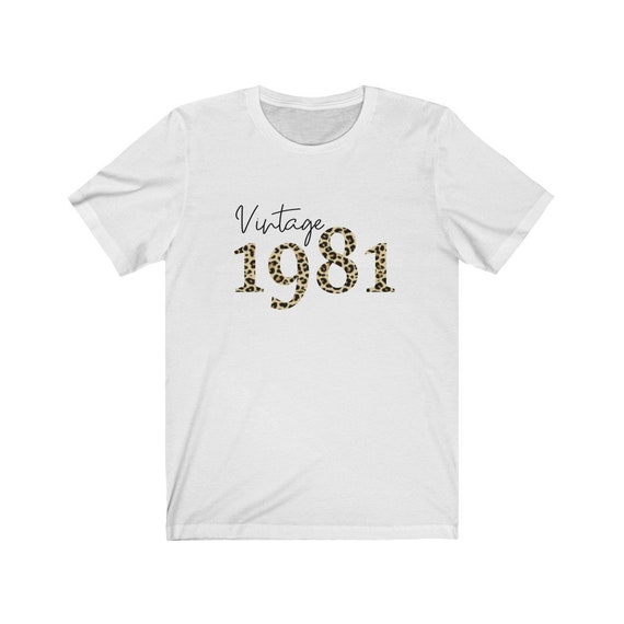 Leopard Print 1981 Birth Year 40th birthday Gift for Her Unisex Jersey Short Sleeve Tee
