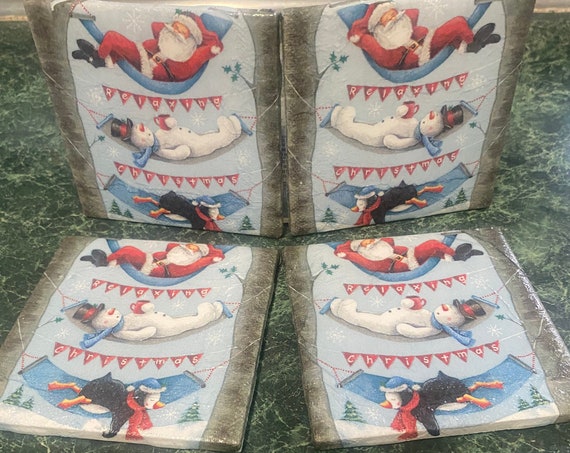 Relaxing Christmas ceramic tile coasters