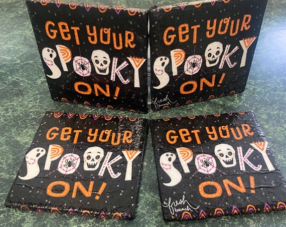 Get Your Spooky On ceramic tile coasters