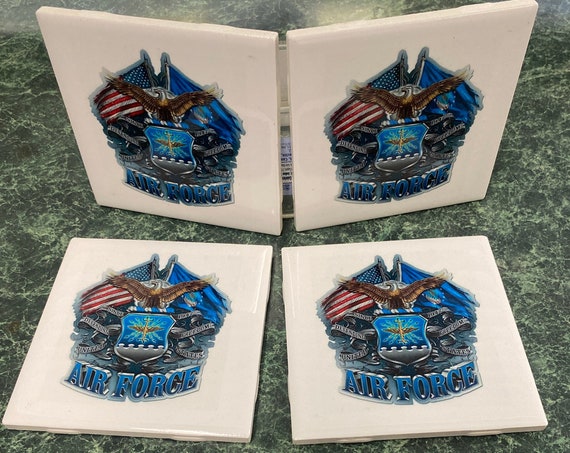 US Armed Forces Ceramic Tile Coasters with cork back