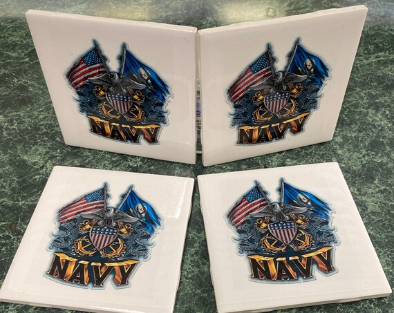 US Armed Forces Ceramic Tile Coasters with cork back