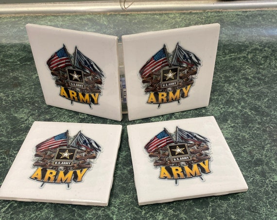 US Armed Forces Ceramic Tile Coasters with cork back