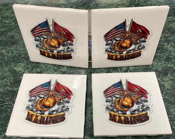 US Armed Forces Ceramic Tile Coasters with cork back