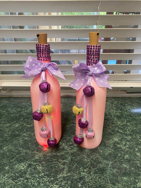 Easter decor lighted bottles
