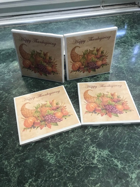 Thanksgiving Ceramic Tile Coasters