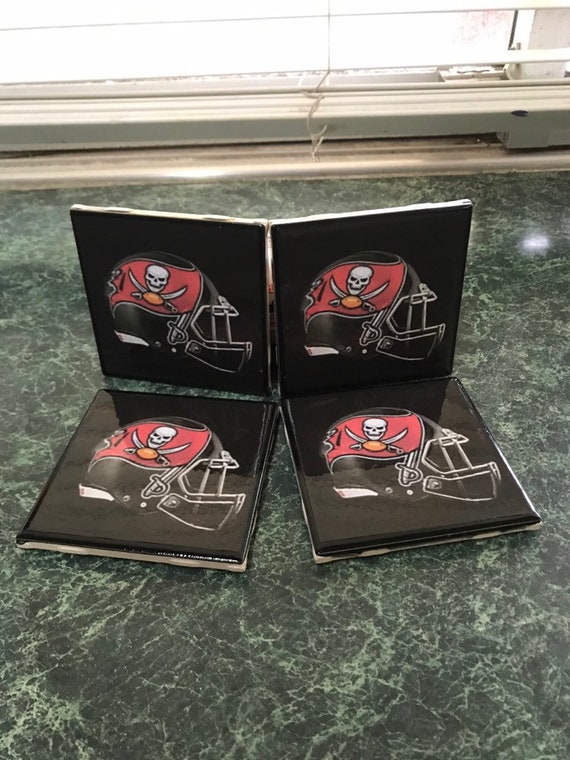 Buccaneers football ceramic tile coasters