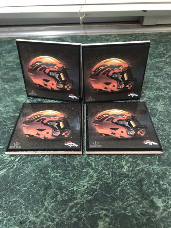 Broncos football cersmic tile coasters