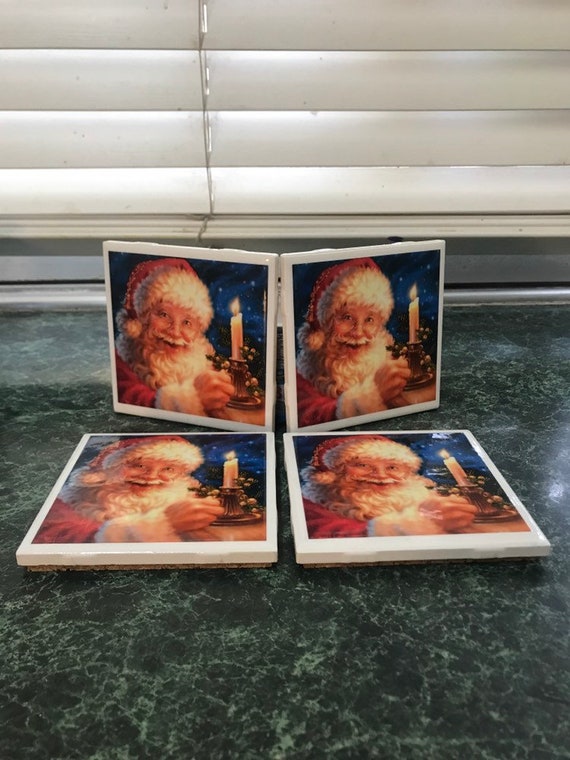 Santa Claus ceramic tile coasters
