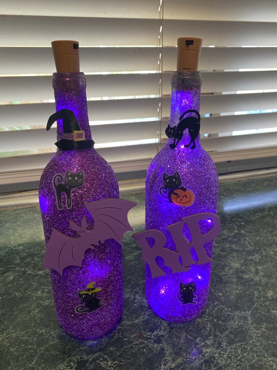 Set of two Spooky Halloween Lighted Bottles