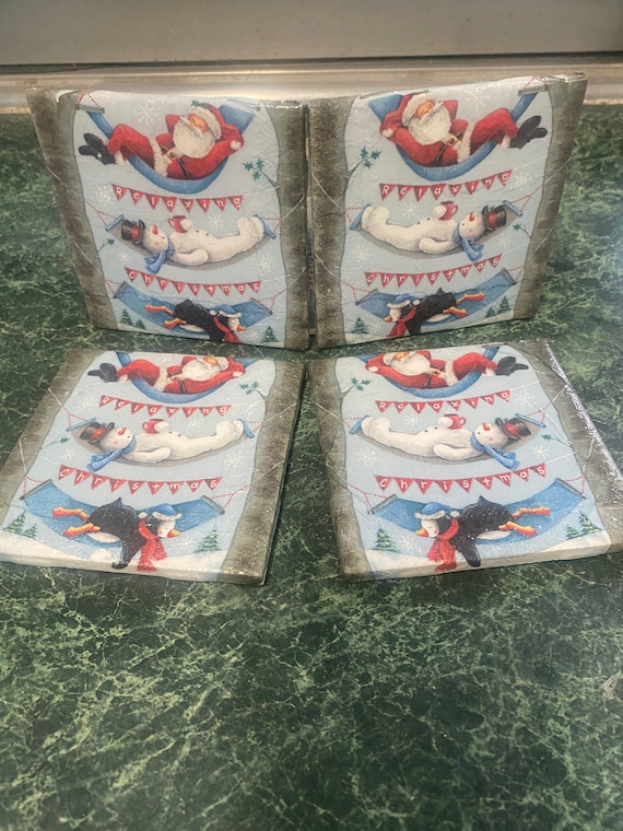 Relaxing Christmas ceramic tile coasters