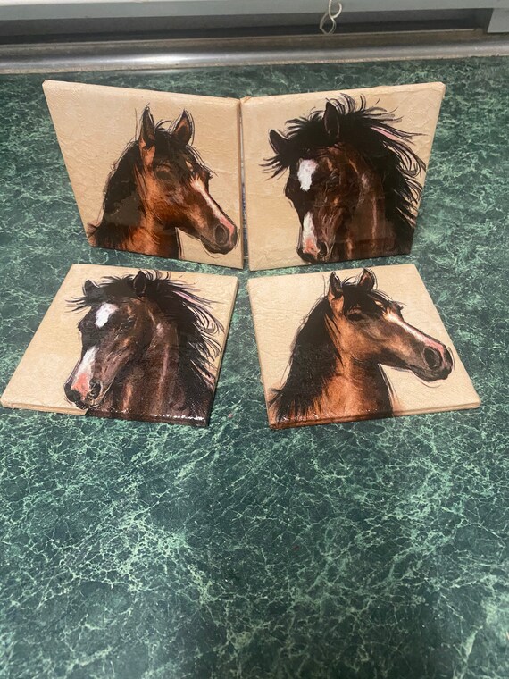 Horsing Around ceramic tile coasters