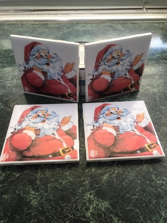 Santa Claus ceramic tile coasters