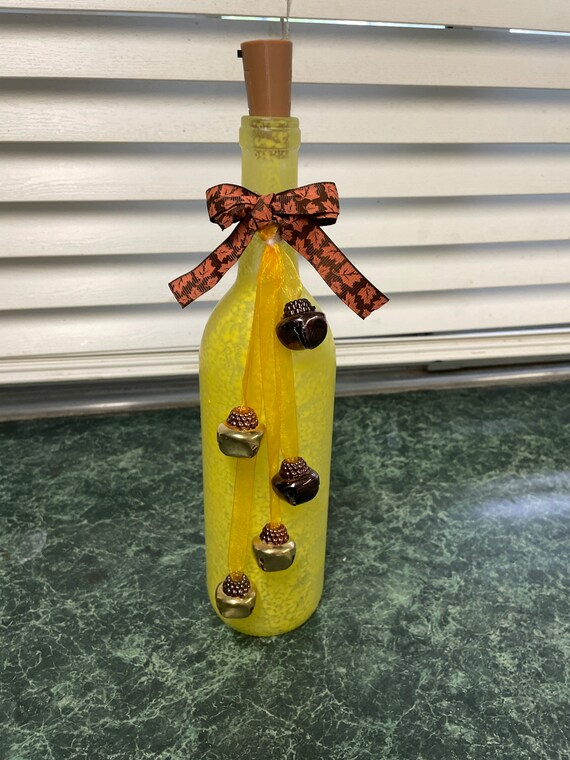 Fall lighted bottle decor