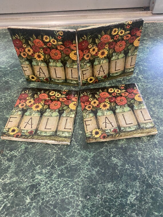 Fall Ceramic Tile Coasters