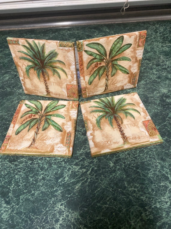 Palm Tree Paradise tile coasters