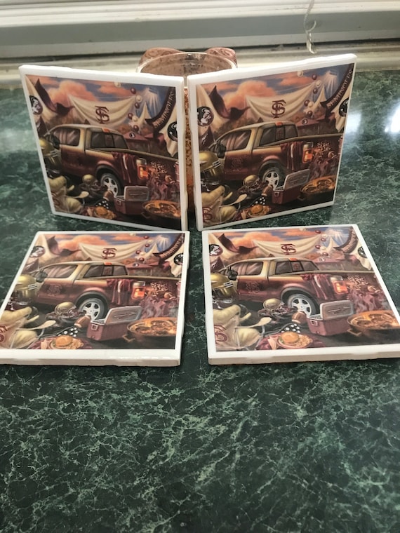 FSU tailgate ceramic tile coasters