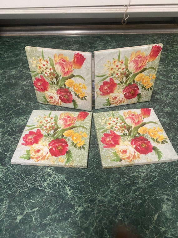Beautiful Tulips ceramic tile coasters