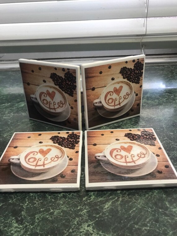 Coffee Lovers ceramic tile coasters