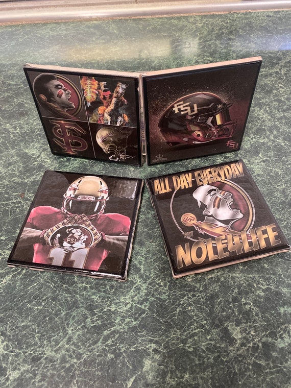 Seminoles football ceramic tile coasters