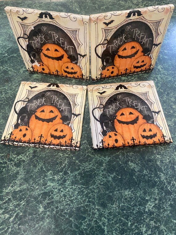 Trick or Treat ceramic tile coasters