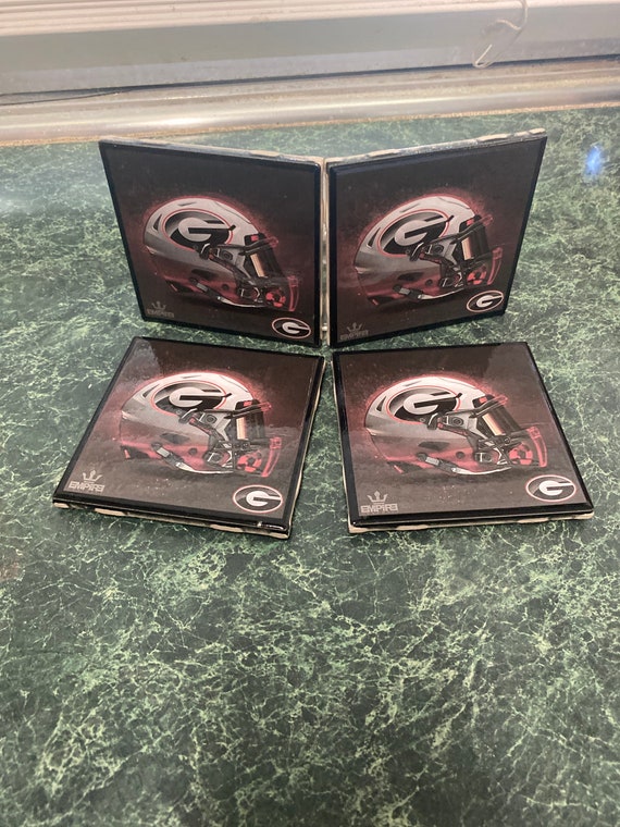 Bulldog football ceramic tile coasters