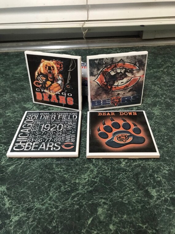 Bears Football ceramic tile coasters